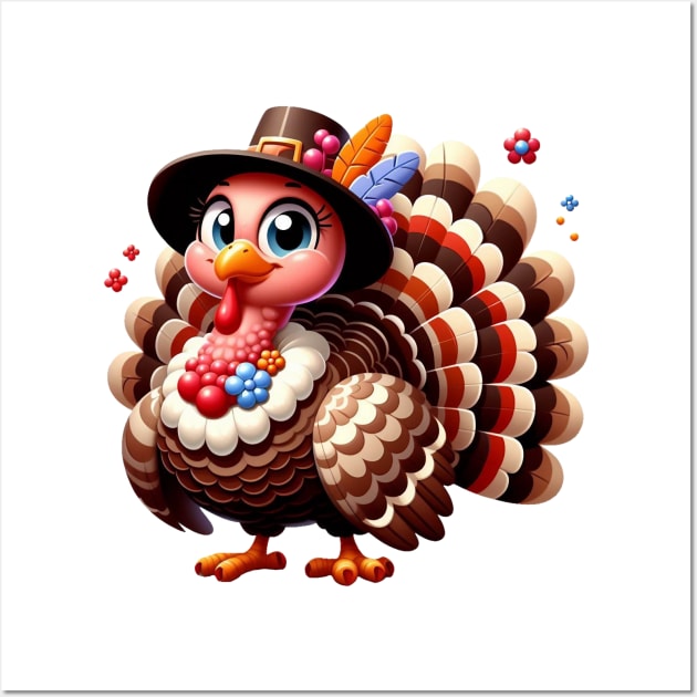 Cute Turkey Pilgrim Wall Art by Dmytro